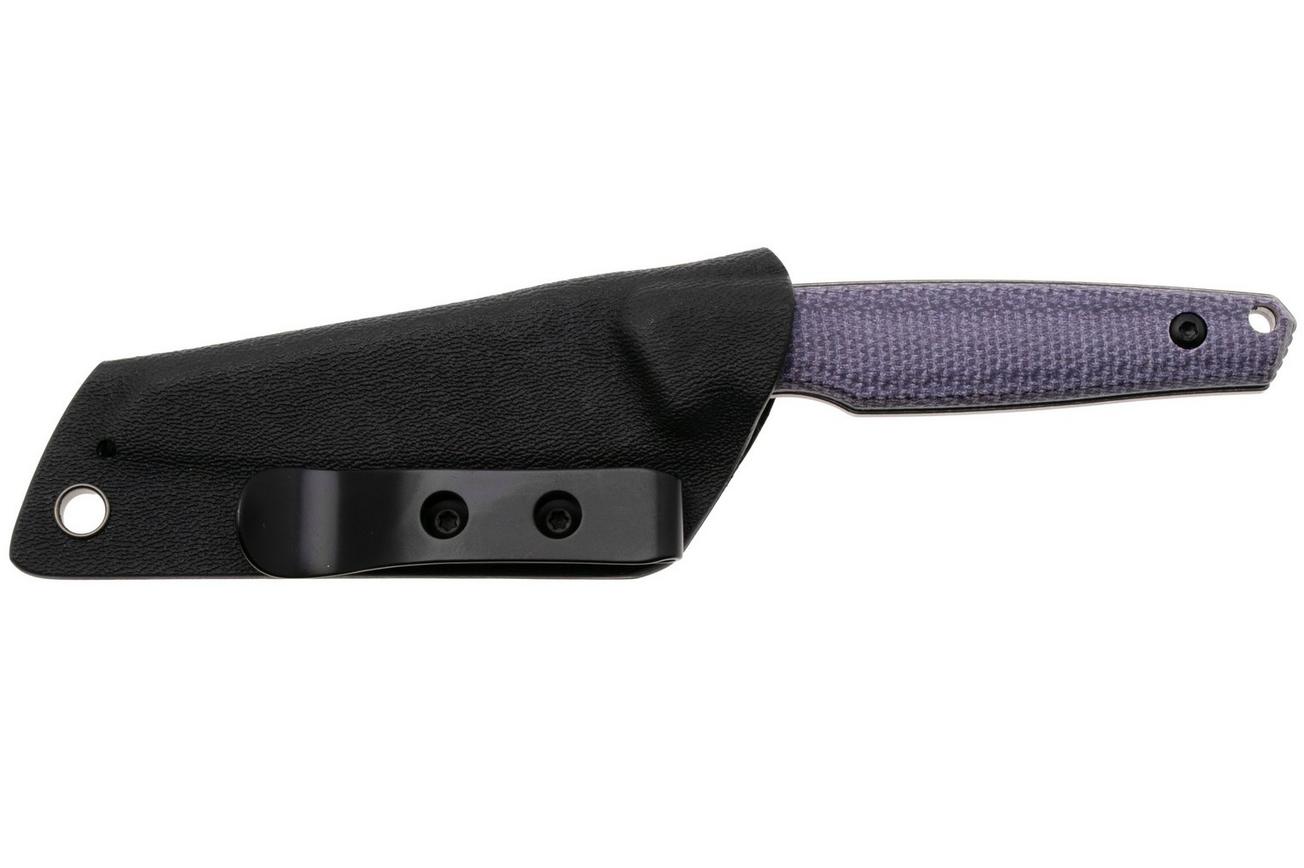 Tenable Knives Parr G011B1 Blackwashed 14C28N, Purple Micarta, vaststaand mes, Jonathan Styles design