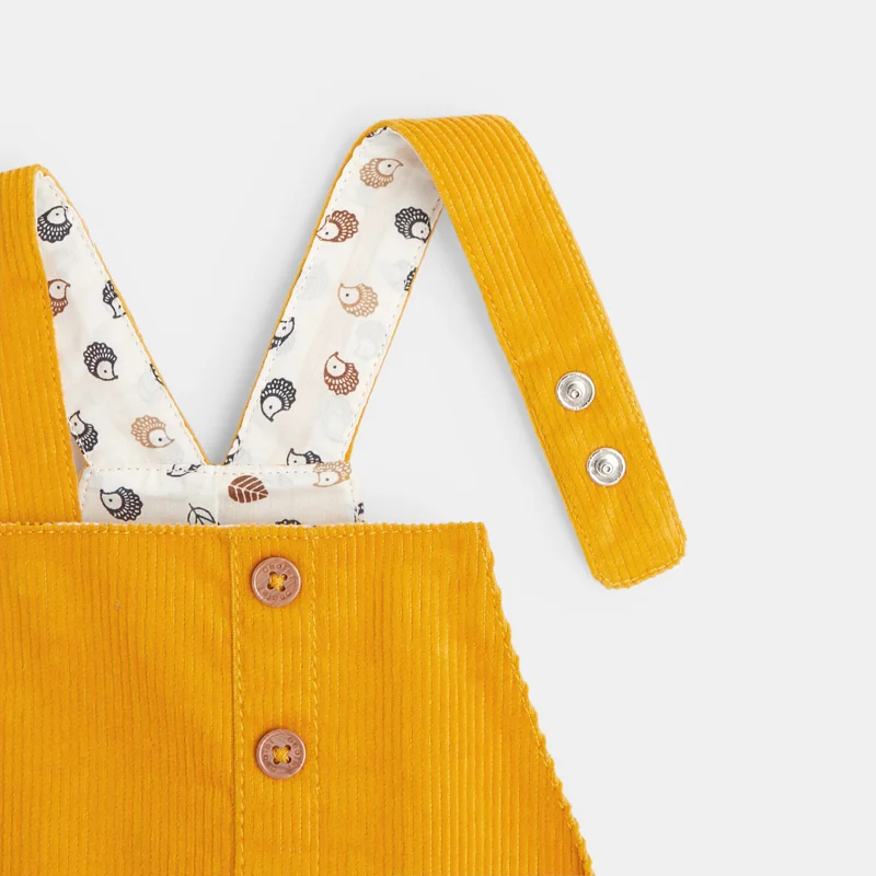 Salopette short en velours côtelé jaune bébé fille Jaune