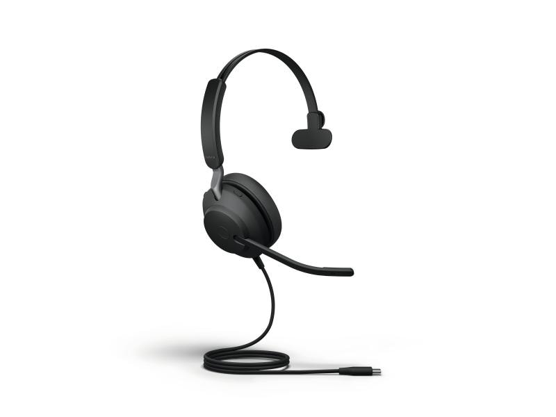Jabra Headset Evolve2 40 SE Mono UC Schwarz, USB-C Herausragender Sound, überragende Geräuschunterdrückung, höchster Tragekomfort