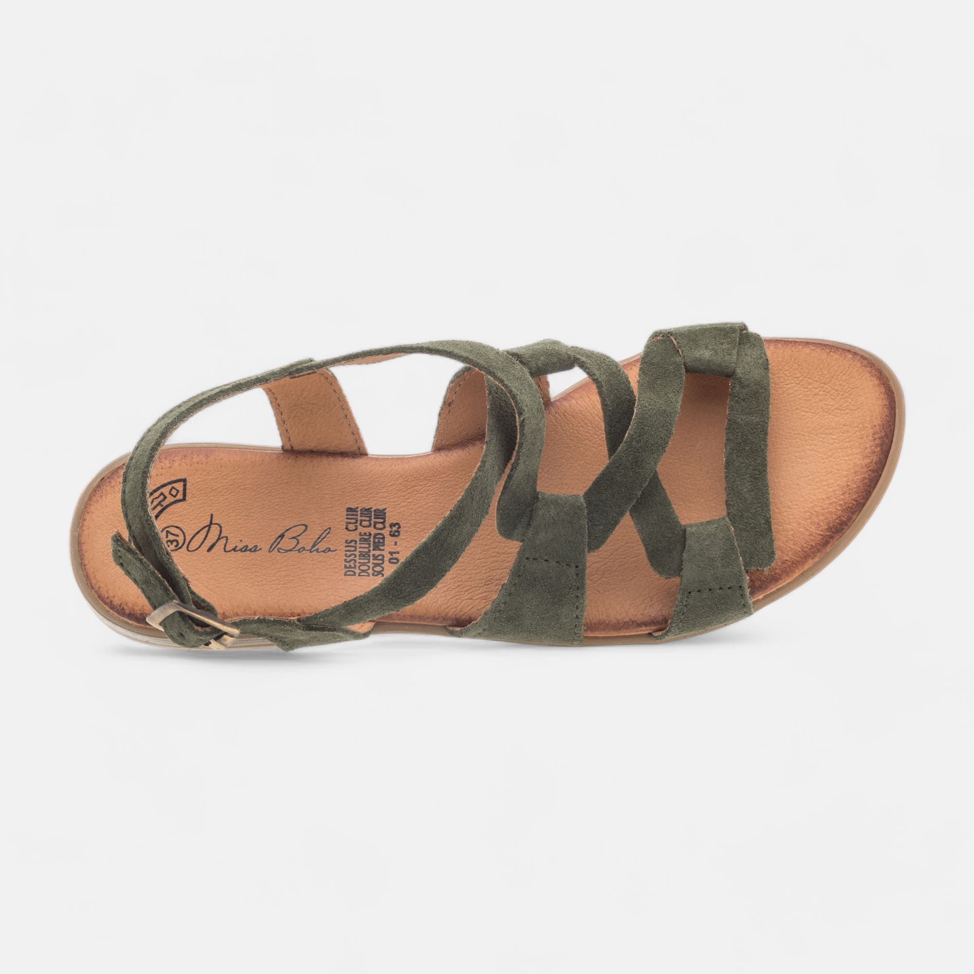 Sandales Femme en cuir kaki