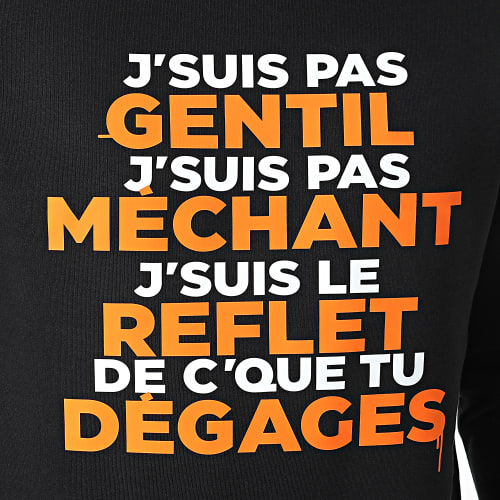 Sweat Crewneck Gentil Méchant Noir Orange