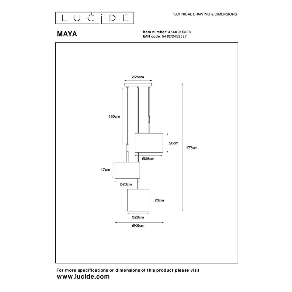 Lucide MAYA Hanglamp - Beige