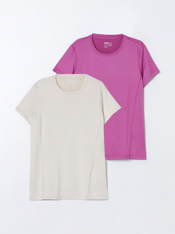 Pacote com 2 camisetas esportivas de manga curta - Violeta