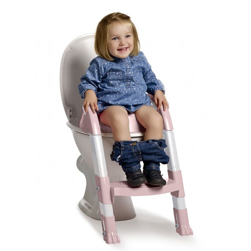 Réducteur de toilettes Kiddyloo - Rose poudré/Blanc - Ecru
