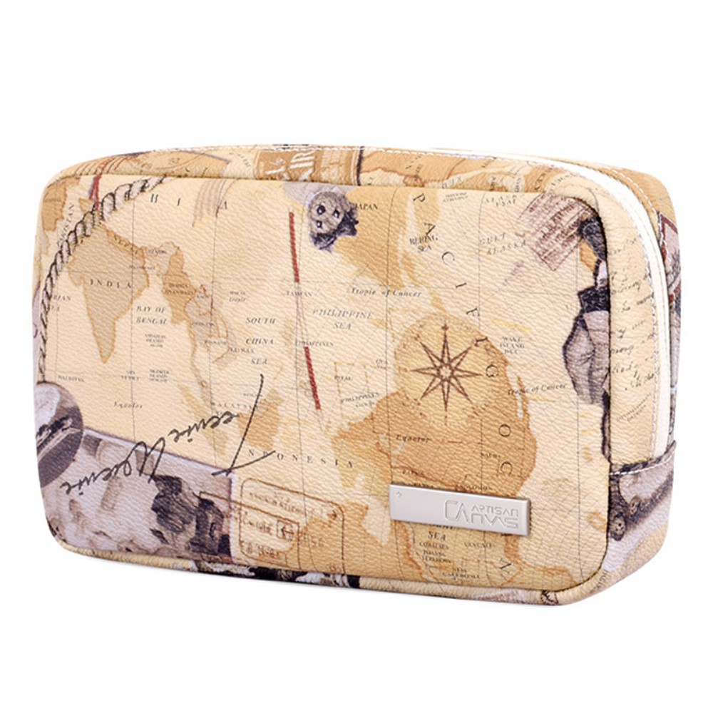 (20x12x7cm) Universal Leder Aufbewahrungs Tasche - Weltkarte