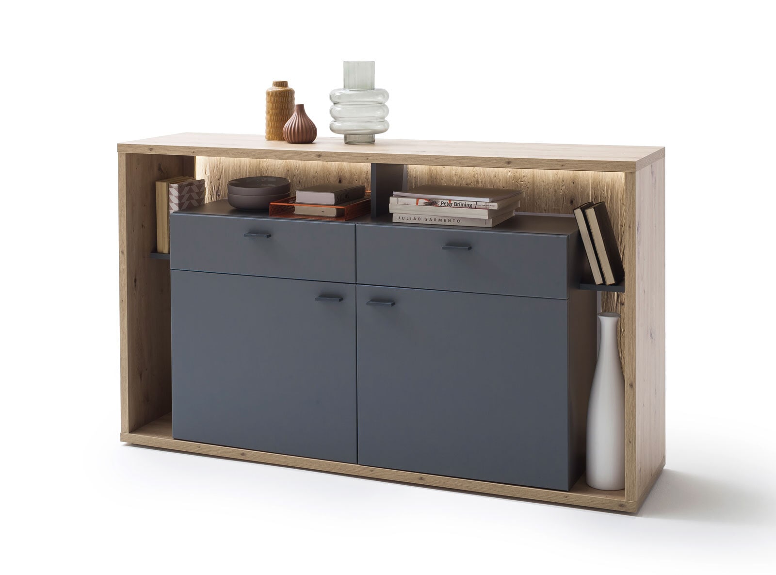 Sideboard LIZZANO 156 x 91 cm grau/ braun