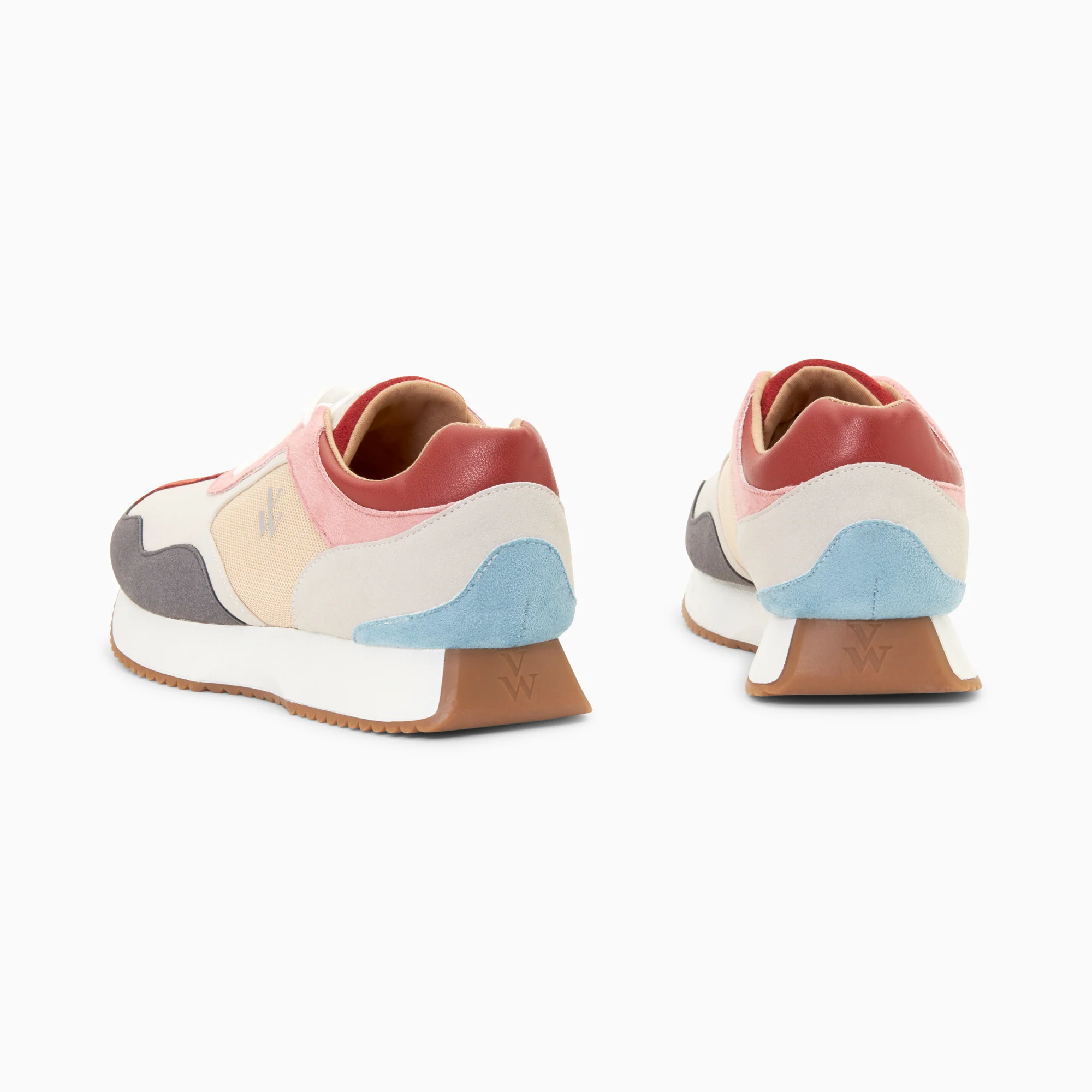 Sneakers-Baskets Solveig gris et rose à semelle running