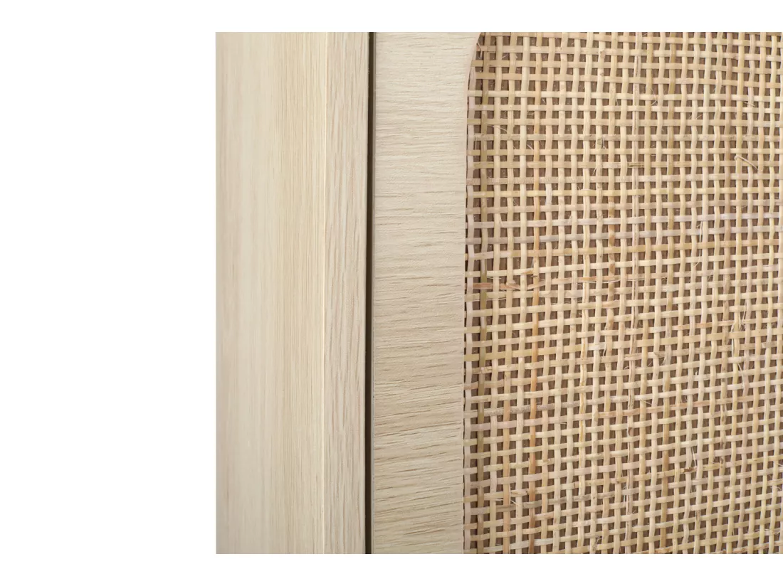 Meuble à chaussures avec 3 Porte en rotin métallique fabriqués avec des fers à repasser et MDF 60x23.5x104.5cm Naturel