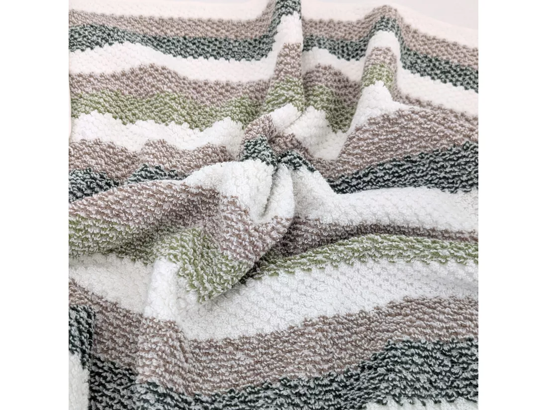 Parure de bain 7 pièces coton collection VISTA blanc vert