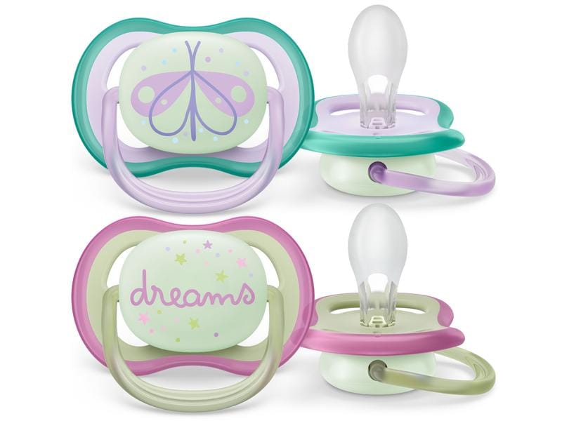 PHILIPS AVENT Nuggi ultra air Night 0-6 Mt. Motte/Dreams Sauger aus 100% lebensmitteltauglichem Silikon