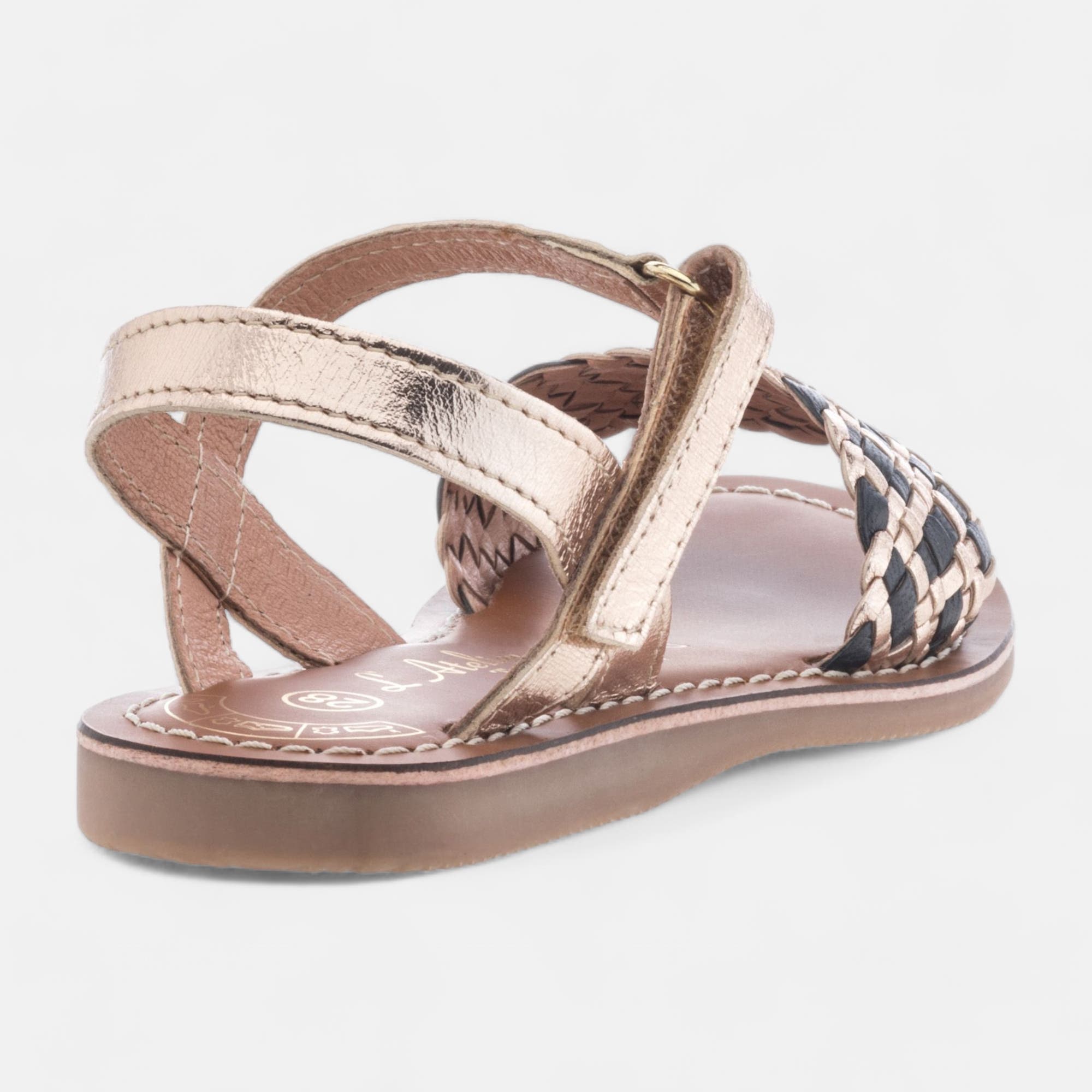 Nu-pieds Fille en cuir or