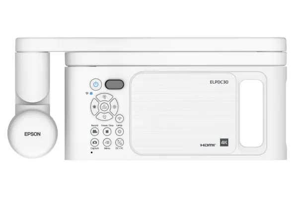 Epson ELPDC30 - Digitalkamera for dokumenter - håndmodel - farve - 13.000.000 pixel - 4K UHD (3840 x 2160) - audio - trådløs - VGA, HDMI - WiFi - USB
