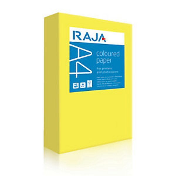 RAJA Papier couleur A4 Jaune soleil vif 80g Coloured Paper - Ramette de 500 feuilles