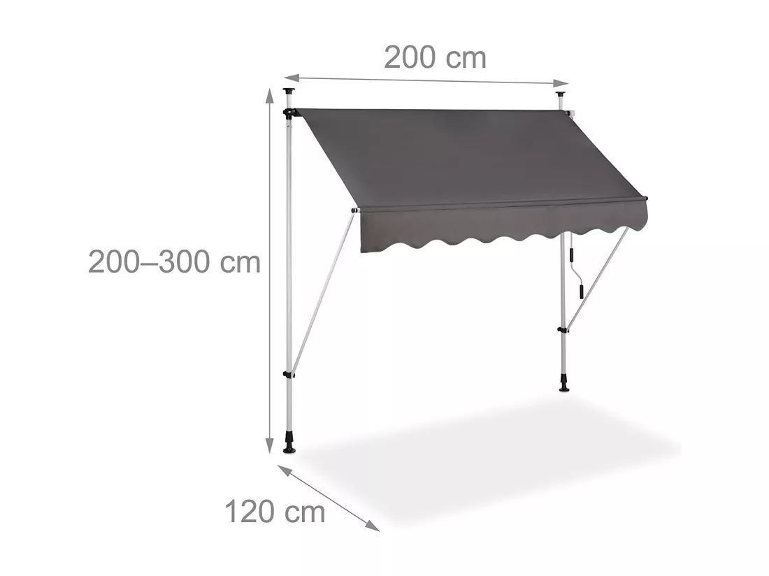 Store banne télescopique de grise 200 x 120 x 300 cm 13_0002541_5