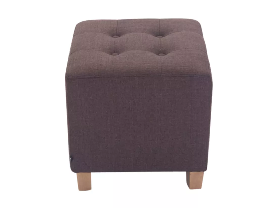Lot de 2 Tabouret - Tissu & Bois - Marron - Pharao