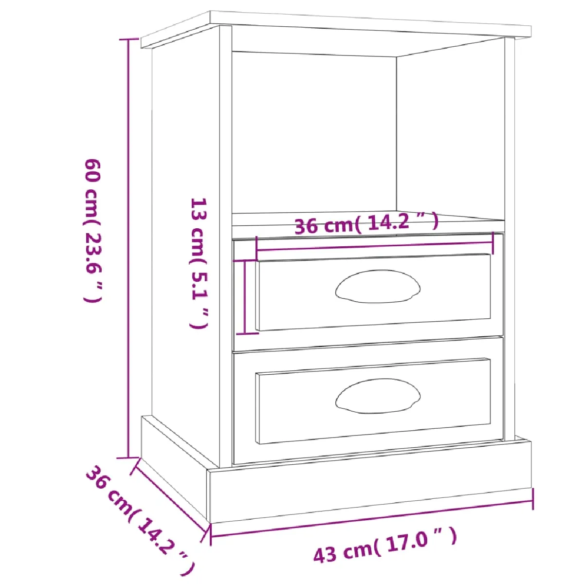 vidaXL - Chêne sonoma 2 pcs 43x36x60 cm