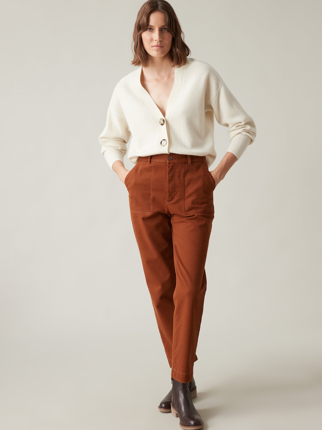 Pantalon cargo coton stretch femme Inès