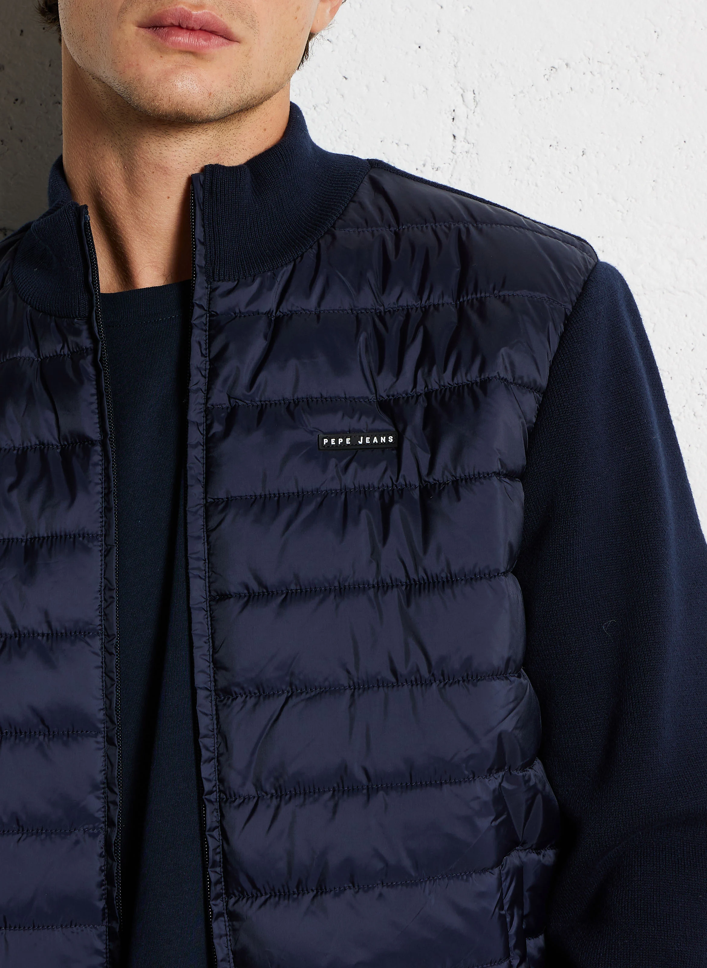 CLIFTON MOCK - Blouson col montant droit en coton mélangé | Bleu