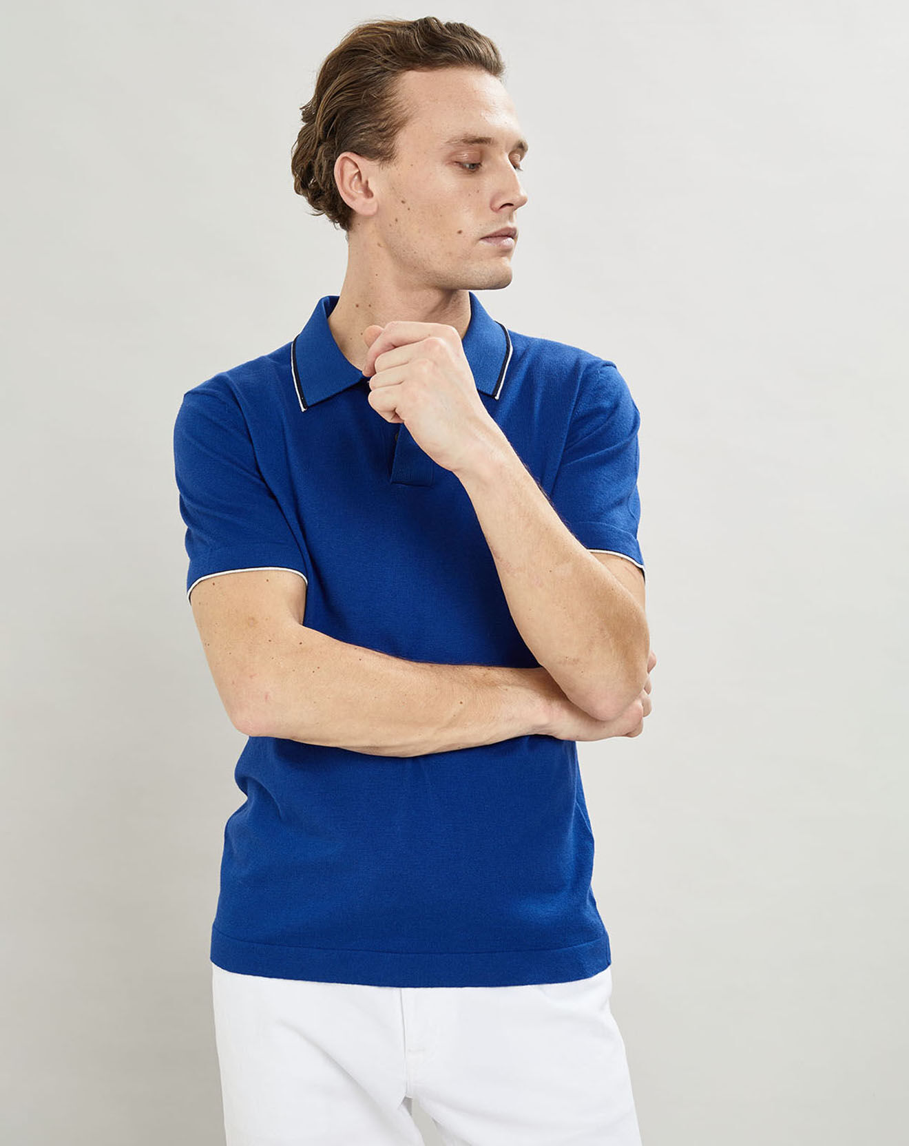 Hackett London Polo en maille Coton & Soie  bleu