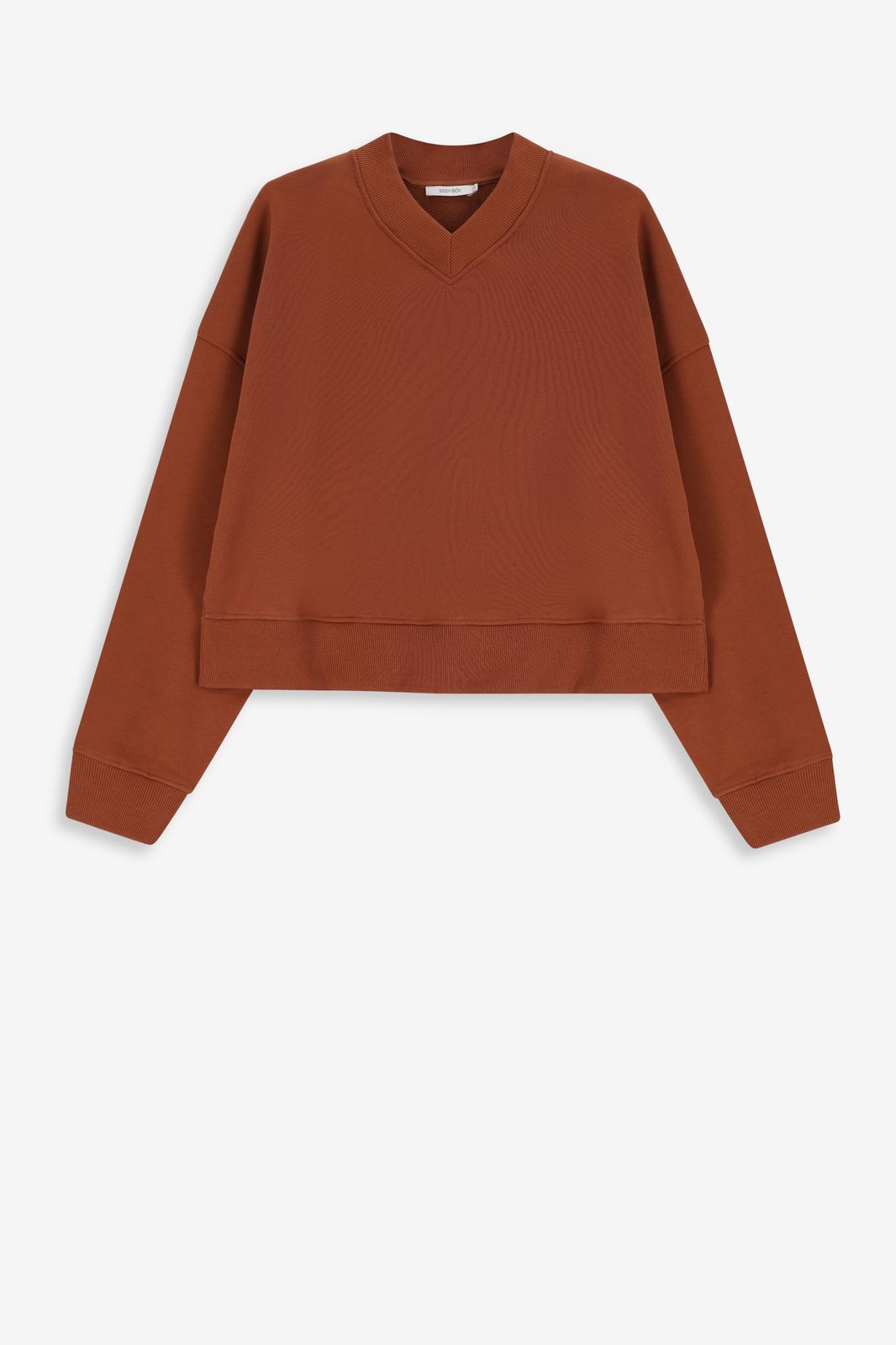 Bruine oversized sweater met v-hals