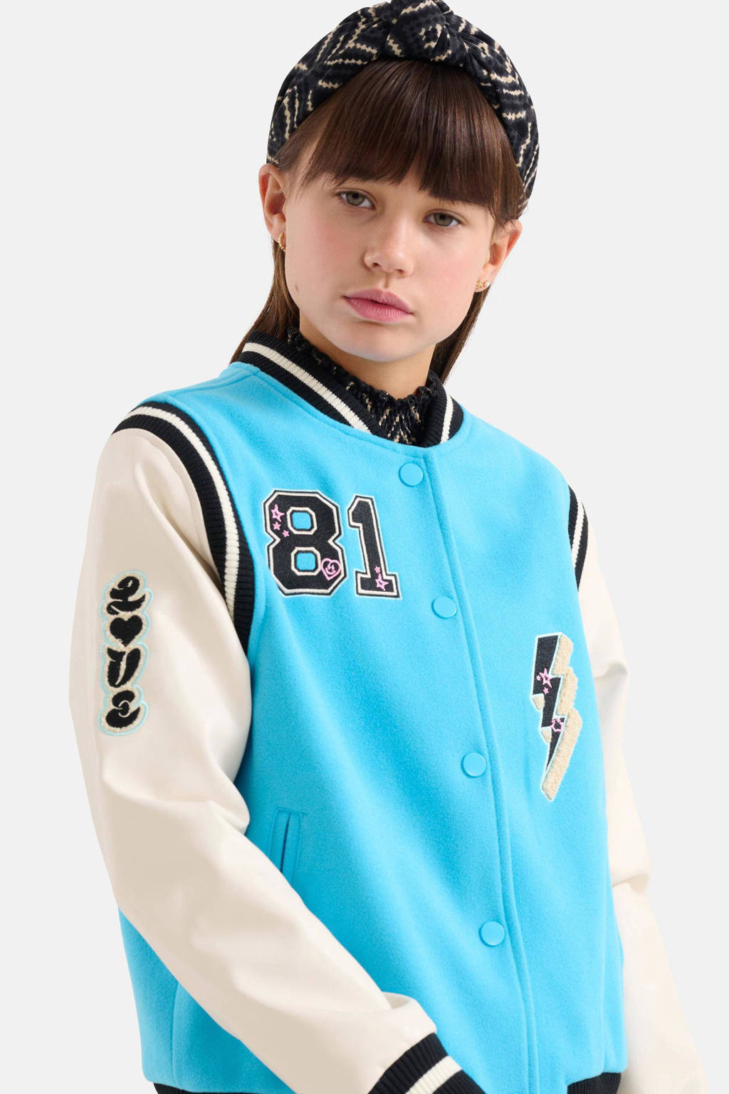 Shoeby baseball jacket felblauw/wit/zwart