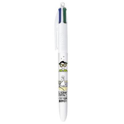BIC 4 Couleurs Messages - 3 Stylos à bille 4 couleurs - 1 mm - Décors assortis Collection Exams