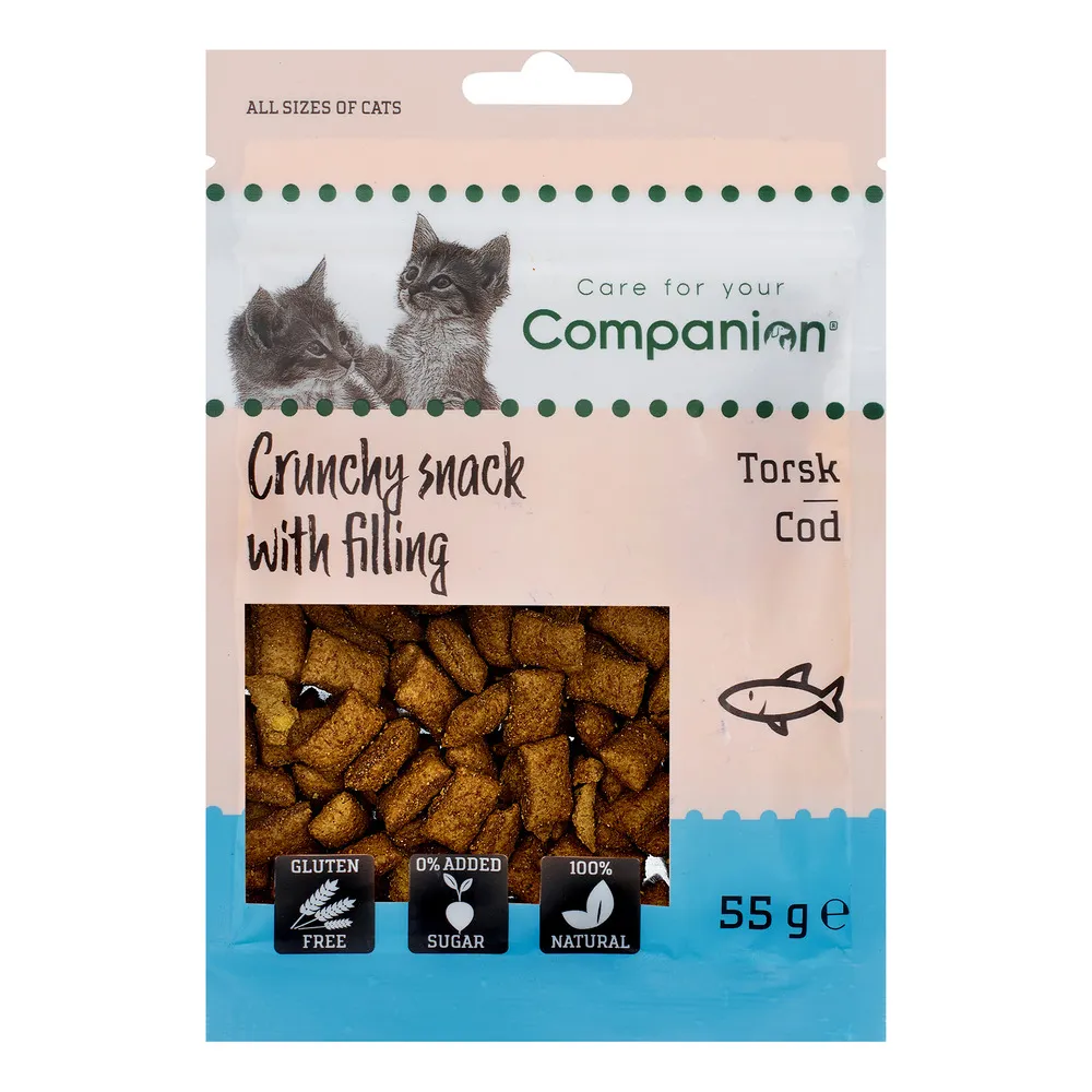 Companion Cat Crunchy Snack m. Torsk - 55 g.