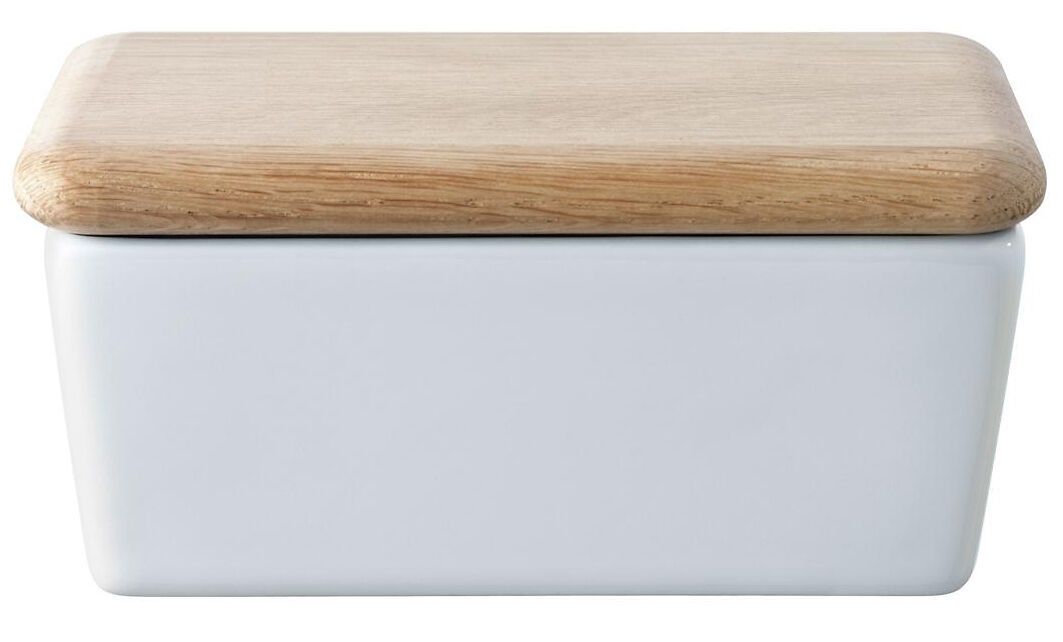 Dine Butterdose Eiche - Natur, Weiss / B: 14.0 cm x T: 9.0 cm x H: 6.5 cm