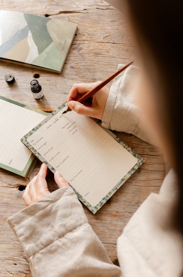 Daily wellness journal, papier, takjes met bladeren, A5