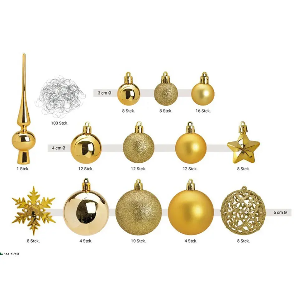 Bellatio decorations Kerstballen set - 110x - goud - kunststof