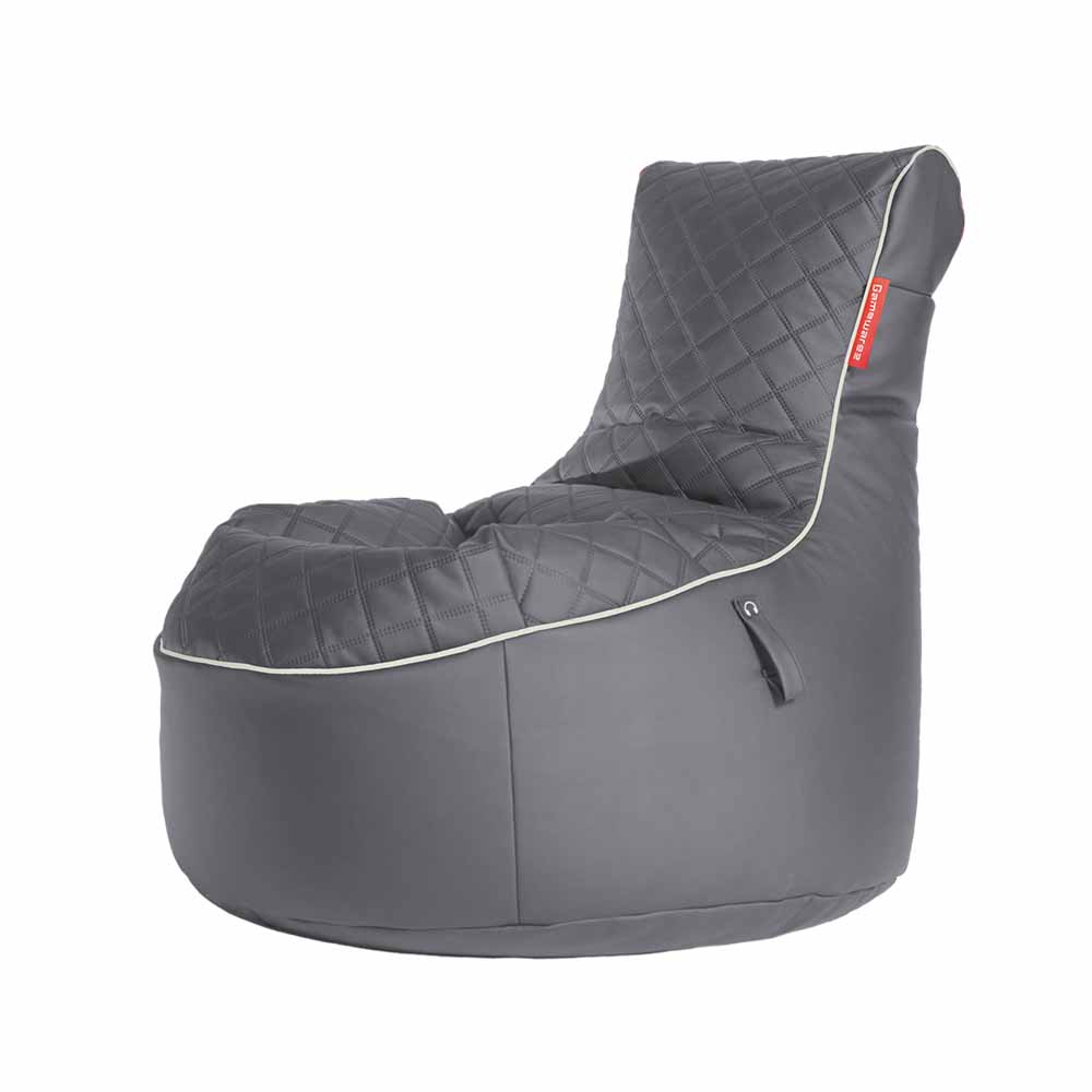 Gamewarez Gaming Sitzsack Classic - Kunstleder Granite Hurricane (Grau/Weiß)