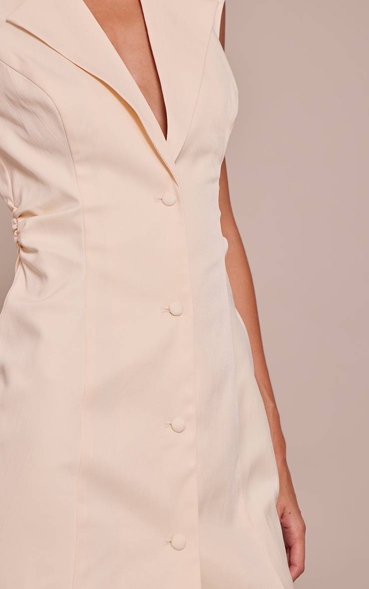 Crème Robe Moulante Sans Manches En Tissu Texturé Structuré