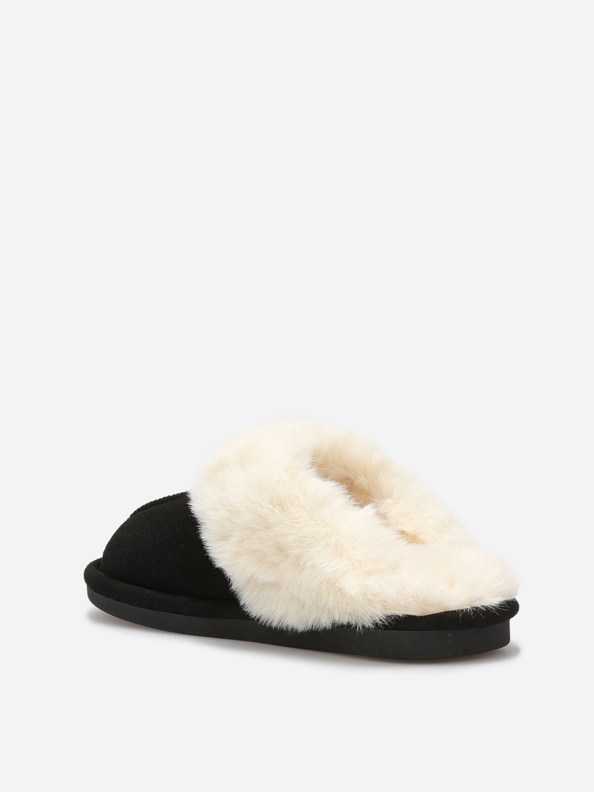 Chaussons en suédine fourrés- Noir