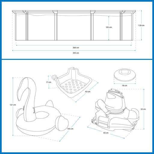 Kit para Piscina Redonda Bestway Hydrium 360x120 cm com Acessórios e Limpador de Piscina