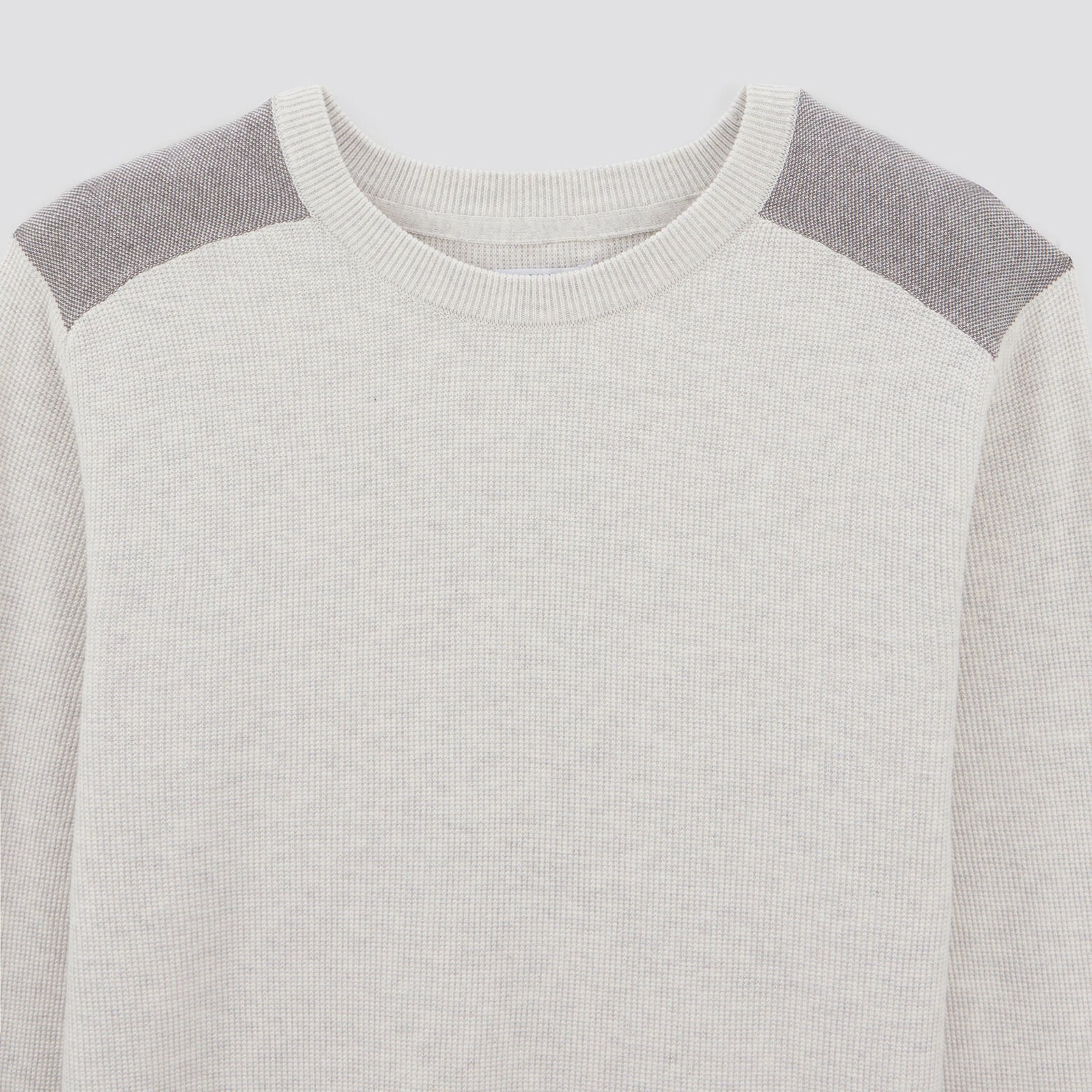 Pull à col rond et patch épaule Ecru