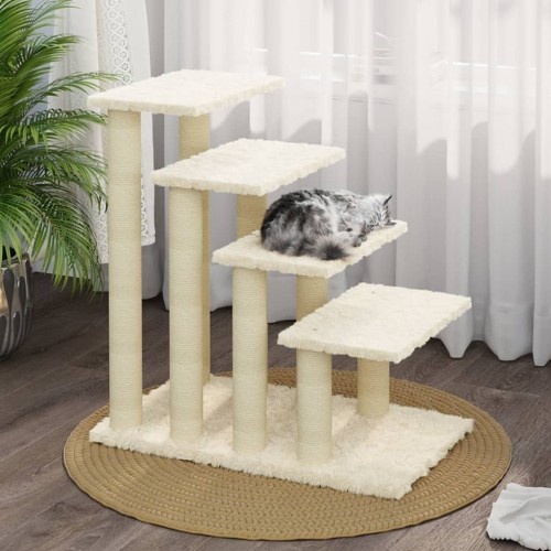 Arranhador para gatos de quatro níveis vidaXL na cor creme