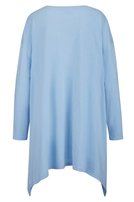 T-Shirt, oversized, V-Ausschnitt, Langarm, Zipfelsaum