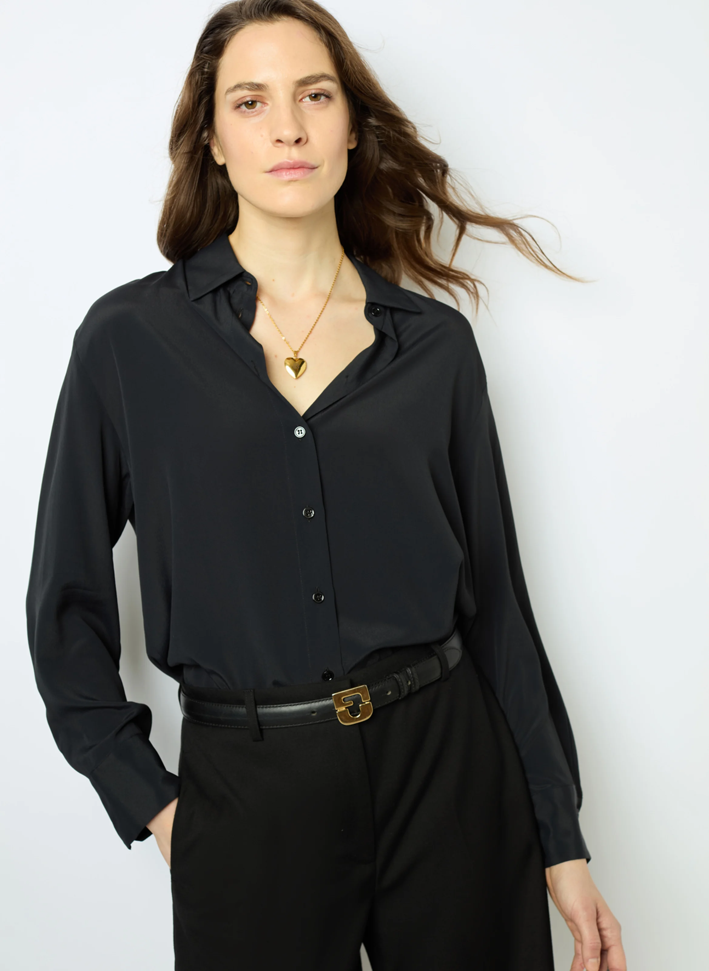 BEATA - Chemise droite col classique | Noir