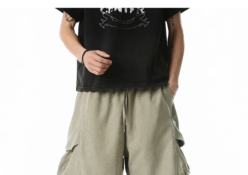 AXEN - Cargo Bermuda Shorts met trekkoord en geborduurd logo