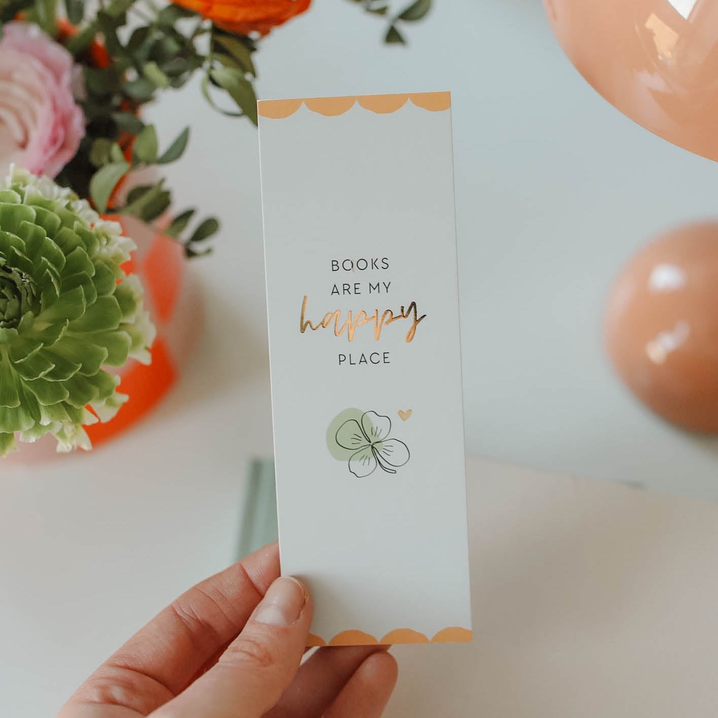Lesezeichen „Happy Place“ mit Gold