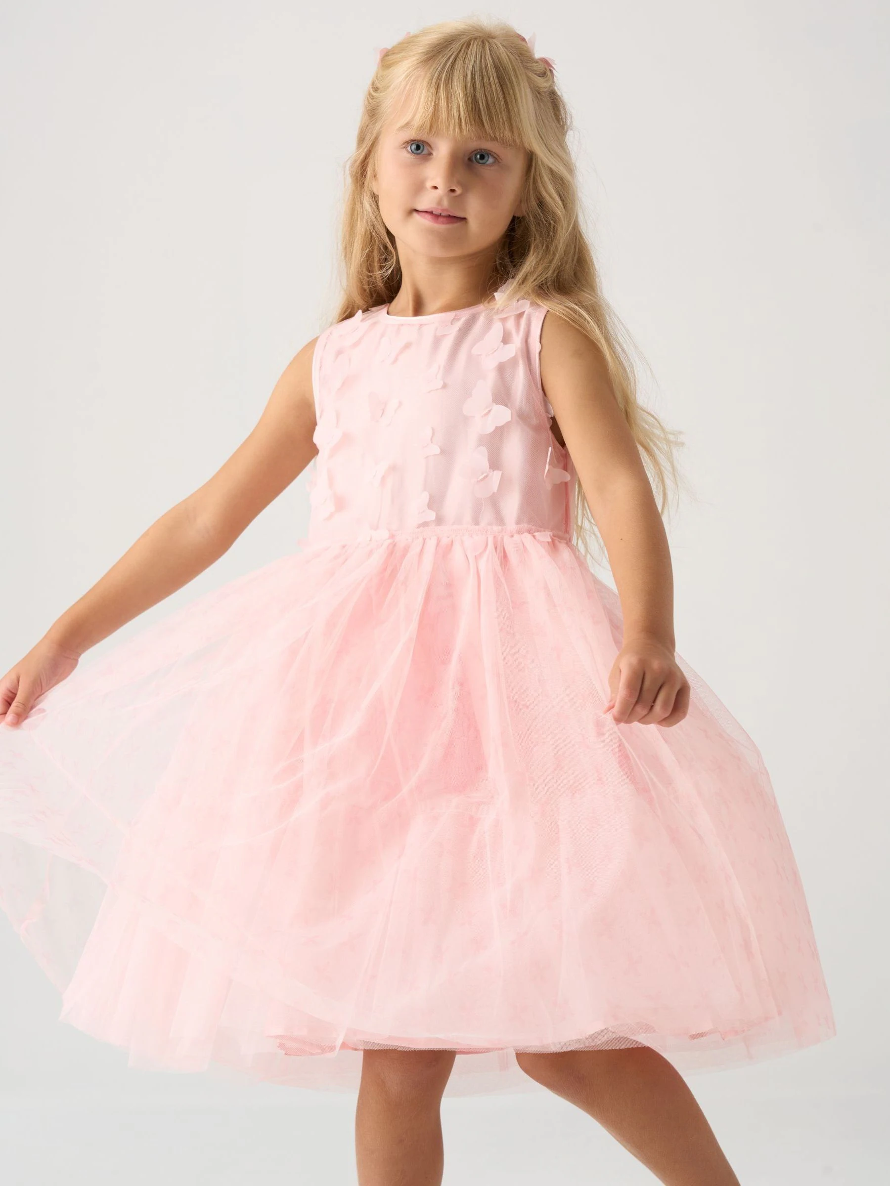 Miss Pink Jacket and Tulle Appliqué Butterfly Dress Set