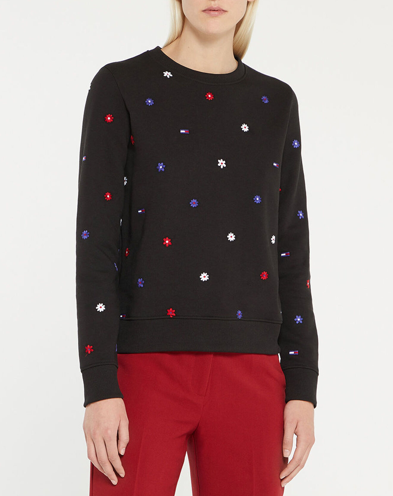Tommy Jeans Sweat Crit Crew à fleurs noir/multicolore