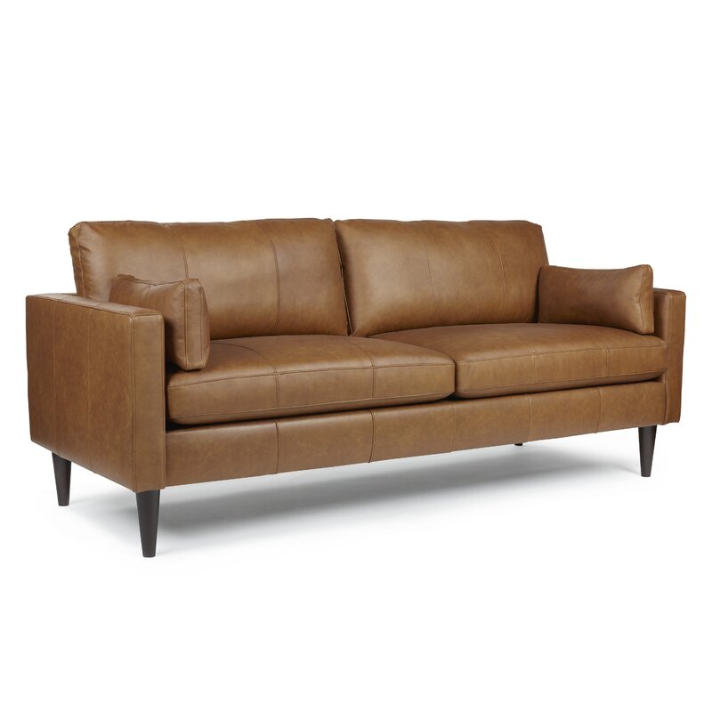 Gaia 81&rdquo; Genuine Leather Square Arm Sofa