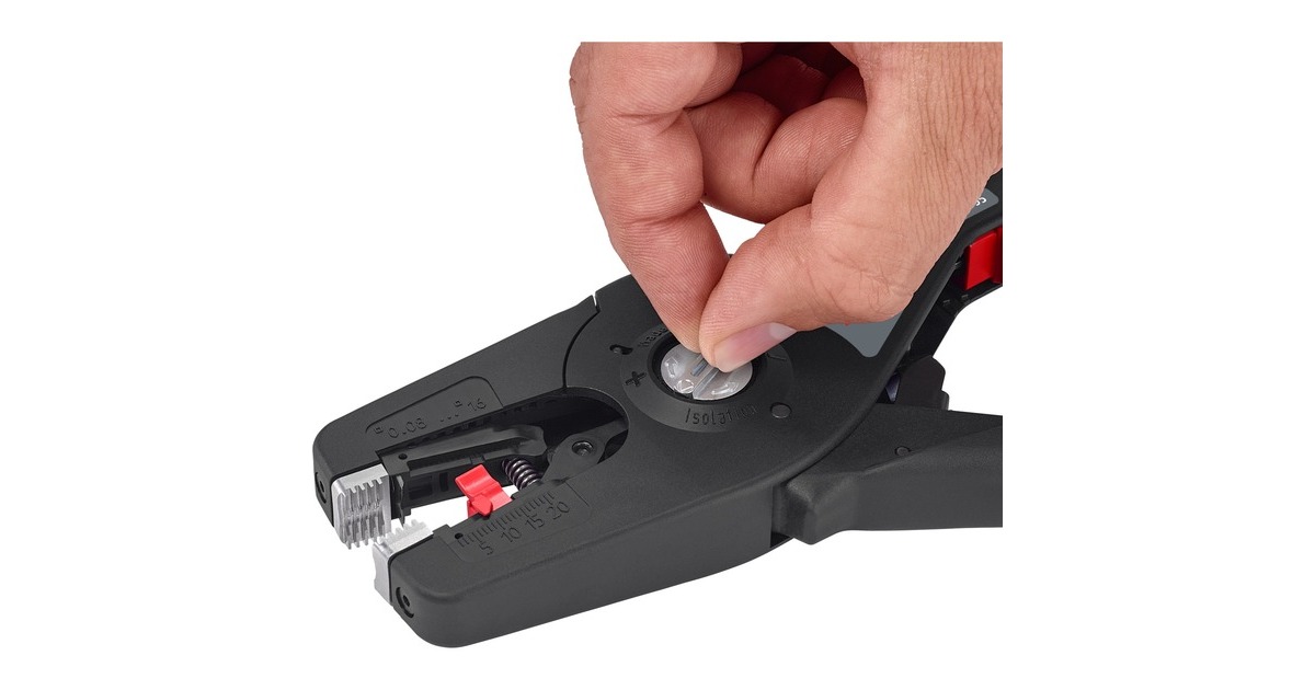 KNIPEXPreciStrip16 Automatische afstriptang  (Zwart/rood, geïntegreerde draadsnijder)