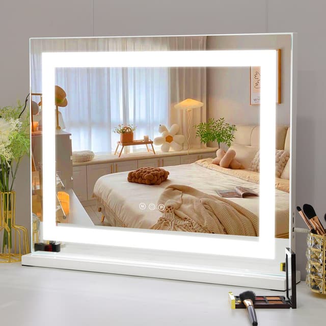 VANITII Hollywood skønhedsspejl med LED lyslist Metal 58x46 cm