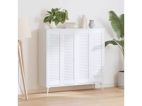Portes d'armoire à persiennes 4 pcs blanc 99x29,5 cm