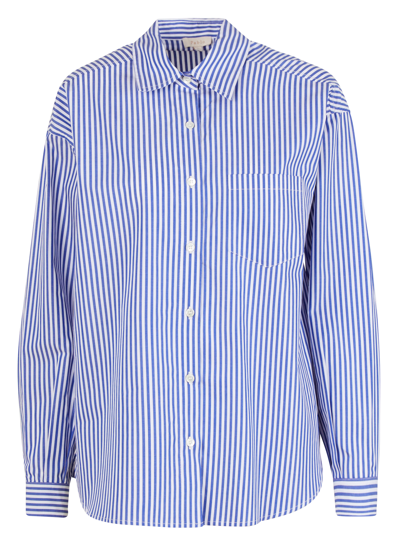 Chemise oversize col classique en coton rayé | Bleu
