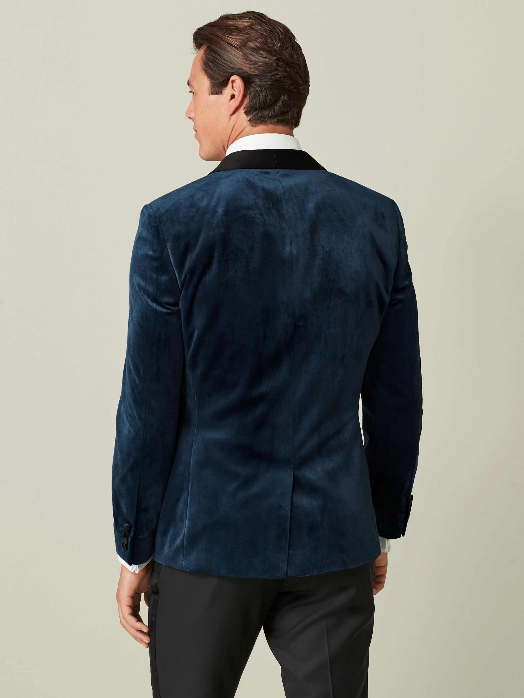 Donker marineblauw - Slim Fit - Fluwelen blazer