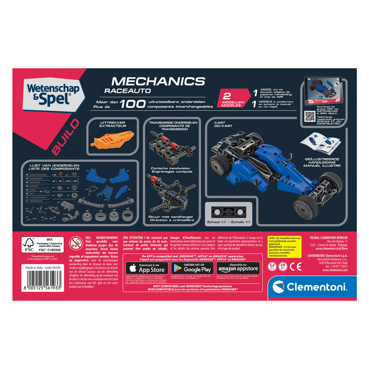 Clementoni Wetenschap en Spel - Mechanics Raceauto of Go Kart 2in1 Bouwset