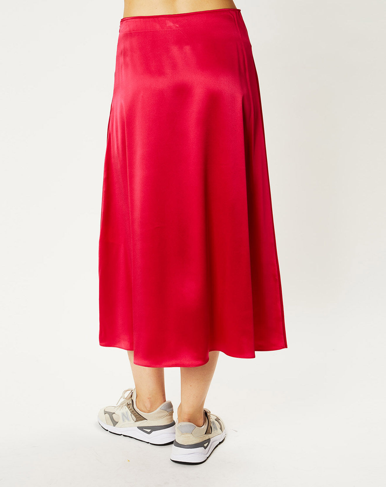 Galeries Lafayette Jupe midi 100% Soie Zazie rose fuchsia